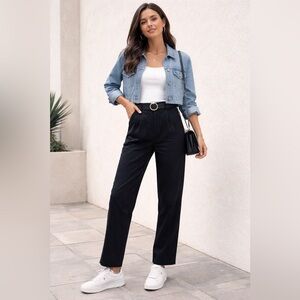 Free People Black High-Waisted Trousers Size 6